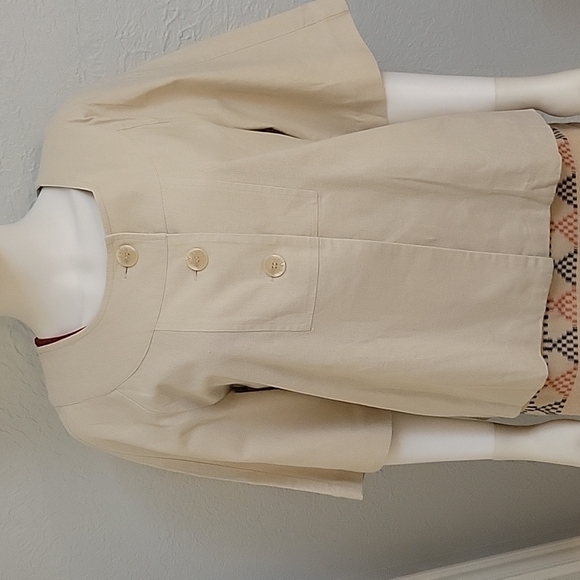 Canyon RIVER BLUES Ecru Three Button Oversized Linen Swing Festival Shacket - Picture 3 of 6